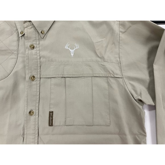 Men's Columbia Quilted Shoulder Khaki Hunting Button Up Long Sleeve Shirt XXL - Picture 3 of 7